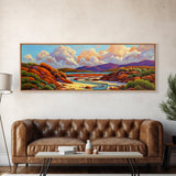 Desert Oasis, Canyon River, Cloudy Sky, Canvas Print, Southwest Landscape Art, Living Room Wall Art, Warm Earth Tone Decor