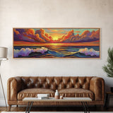 Dramatic Clouds, Sunset Sea, Ocean Glow, Framed Canvas Print, Bold Coastal Wall Art, Colorful Living Room Decor, Dreamy Seascape Style