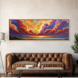 Sunset Cloudscape, Vibrant Sky Painting, Dramatic Evening Art, Framed Canvas Print, Moody Landscape Wall Art, Autumn Bedroom Decor