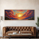 Sunset Serenity Sky, Mountain Glow Art, Dreamy Landscape Painting, Canvas Print, Peaceful Wall Decor, Living Room or Meditation Space