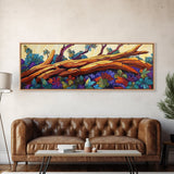 Vibrant Forest Scene, Autumn Landscape, Nature Wall Art, Framed Canvas Print, Rustic Decor, Cabin Artwork, Boho Fall Living Room Art