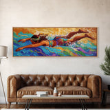 Surfer Girl, Ocean Energy, Tropical Vibes, Boho Style, Canvas Print, Teen Room Wall Art, Coastal Decor, Vibrant Summer Surf Artwork