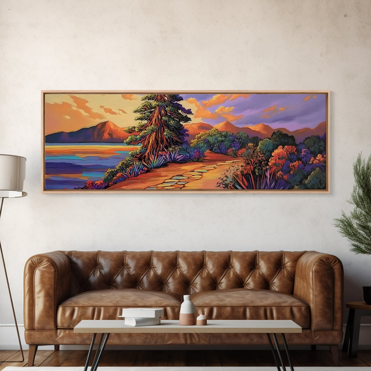 Sunset Trail, Mountain Path, Vibrant Nature, Canvas Print, Colorful Landscape Art, Rustic Home Decor, Fall Living Room Wall Art