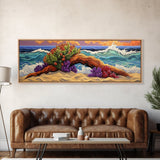 Driftwood Coast, Colorful Ocean, Beach Nature, Framed Canvas Print, Coastal Wall Art, Tropical Living Room Decor, Surreal Seascape Art