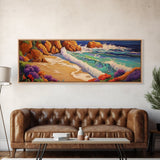 Ocean Waves Beach, Colorful Surf Art, Coastal Landscape, Seaside View, Canvas Print, Bathroom Wall Art, Nautical Theme, Vibrant Art