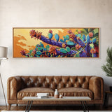 Cactus Bloom Field, Desert Botanical Art, Succulent Flower Print, Framed Canvas Print, Kitchen Wall Art, Vibrant Garden, Boho Decor