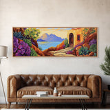 Adobe House View, Desert Coastal Path, Southwest Landscape, Mountain Ocean Art, Canvas Print, Kitchen Wall Art, Warm Boho Style