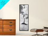 Solitary Tree, Beach Art, Surreal Landscape, Moody Wall Decor, Framed Canvas Print, Meditation Room Art, Monochrome Nature Style