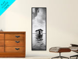 Floating Cabin, Water House, Tranquil Escape, Framed Canvas Print, Serene lake house wall art, Cabin decor, Nature minimalist bathroom print