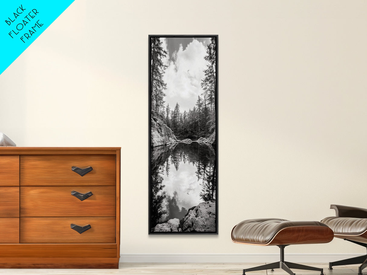 Forest Reflection, Tranquil Lake, Evergreen Woods, Wilderness Scene, Canvas Print, Rustic Cabin Wall Decor, Nature Photography Art
