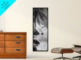 Island View, Palm Shoreline, Tropical Escape, Framed Canvas Print, Beach House Wall Art, Coastal Summer Decor, Zen Ocean Aesthetic