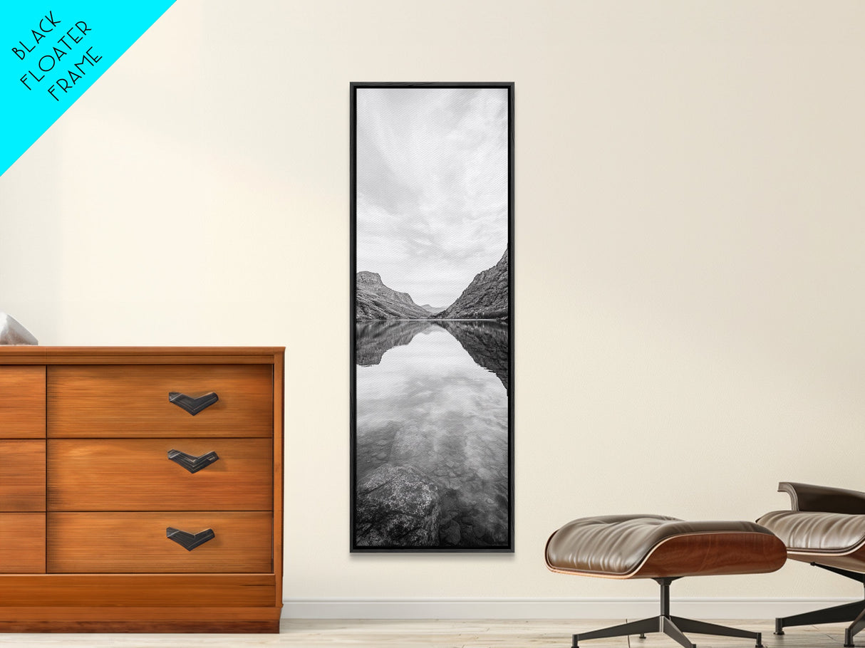 Mountain Lake, Glassy Water, Serene Reflection, Canvas Print, Bedroom Wall Art, Nature Photography, Minimalist Decor, Tranquil Vibe