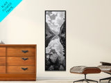 Reflective Lake, Cloud Mirror, Mountain Calm, Canvas Print, Serene Bedroom Wall Art, Nature Tranquility, Scandinavian Landscape Style