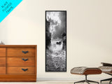 Wave Crash Rocks, Ocean Drama Scene, Moody Beach Photography, Coastal Kitchen Decor, Framed Canvas Print, Nautical Wall Art