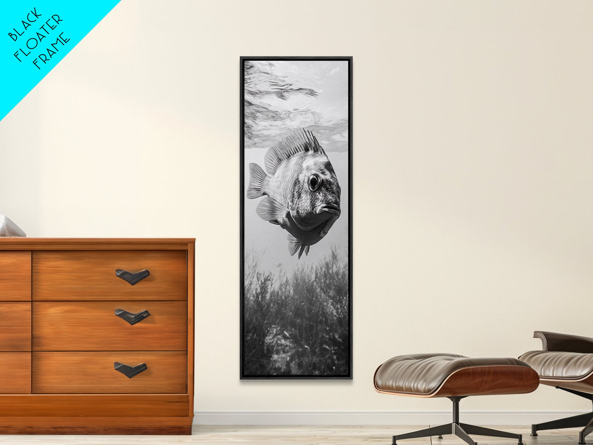Underwater Fish, Ocean Life, Marine Focus, Canvas Print, Coastal Kitchen Wall Art, Modern Aquarium Decor, Minimalist Ocean Photography