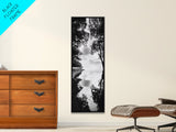 Misty Lake, Nature Reflection, Tranquil Waters, Monochrome Trees, Framed Canvas Print, Minimalist Wall Art, Bathroom or Hallway Decor