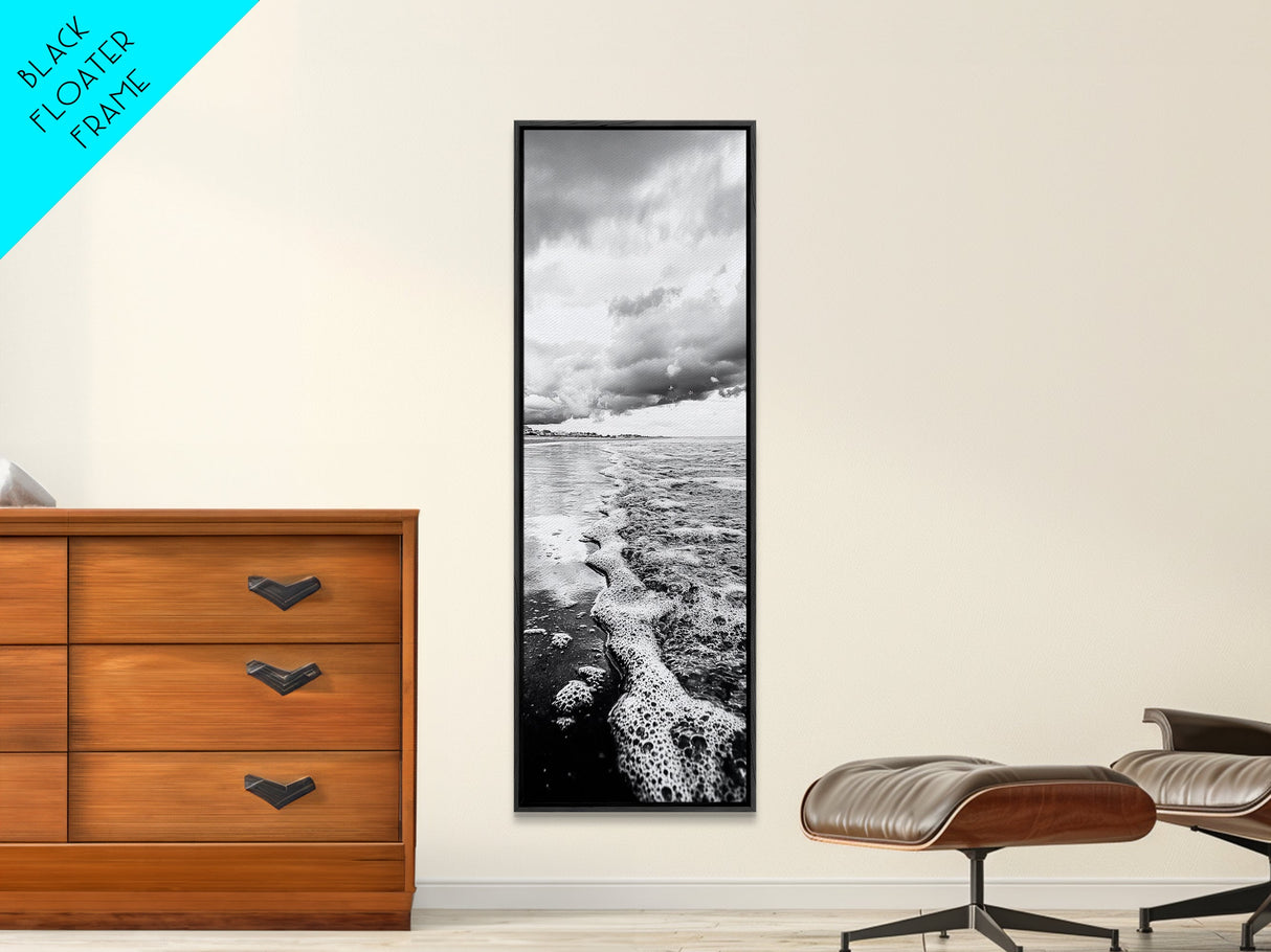 Stormy Waves, Sea Foam, Coastal Ocean, Canvas Print, Moody Seascape, Neutral Wall Art, Beach Bathroom or Entryway Home Decor