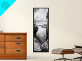 Tide Pool, Coastal Reflection, Tranquil Cove, Cloudy Sky, Framed Canvas Print Zen Bathroom Art, Minimalist Nature Wall Decor, Neutral Modern Style