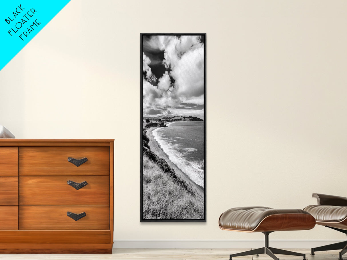 Seaside Cliffs, Rolling Hills, Dramatic Clouds, Framed Canvas Print, Country Landscape Art, Living Room Wall Art, Modern Rustic Decor