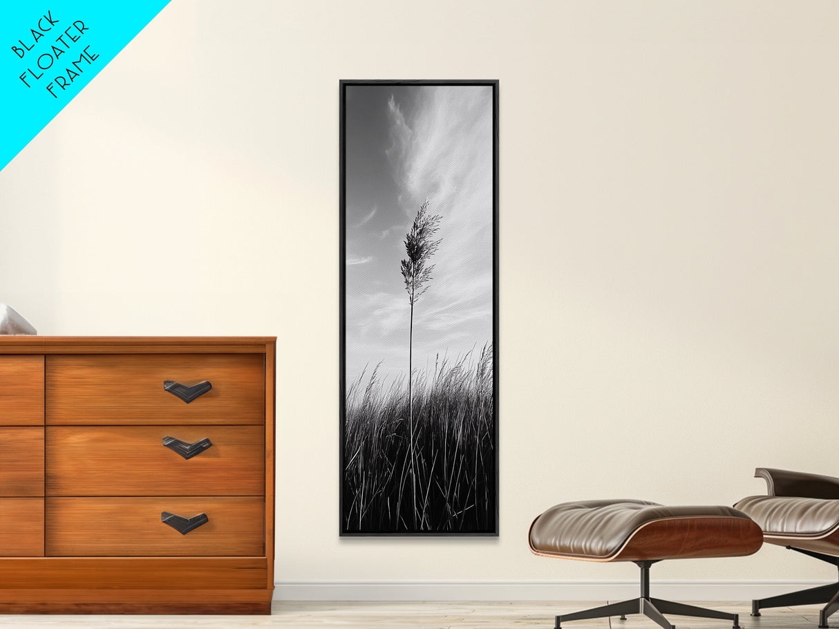 Solitary Grass Print, Minimalist Field Art, Tall Grass Photography, Rustic Bedroom Wall Decor, Framed Canvas Print, Fall Nature Vibe