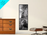 Seaside Cliffs, Coastal Rock, Rugged Beauty, Framed Canvas Print, Nature Wall Art, Rustic Beach Decor, Boho Vibe, Earthy Textures