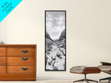 Snowy Pass, Winter Hike, Rocky Trail, Framed Canvas Print, Nature Lover Gift, Minimalist Mountain Art, Bedroom Wall Decor, Living Room Decor