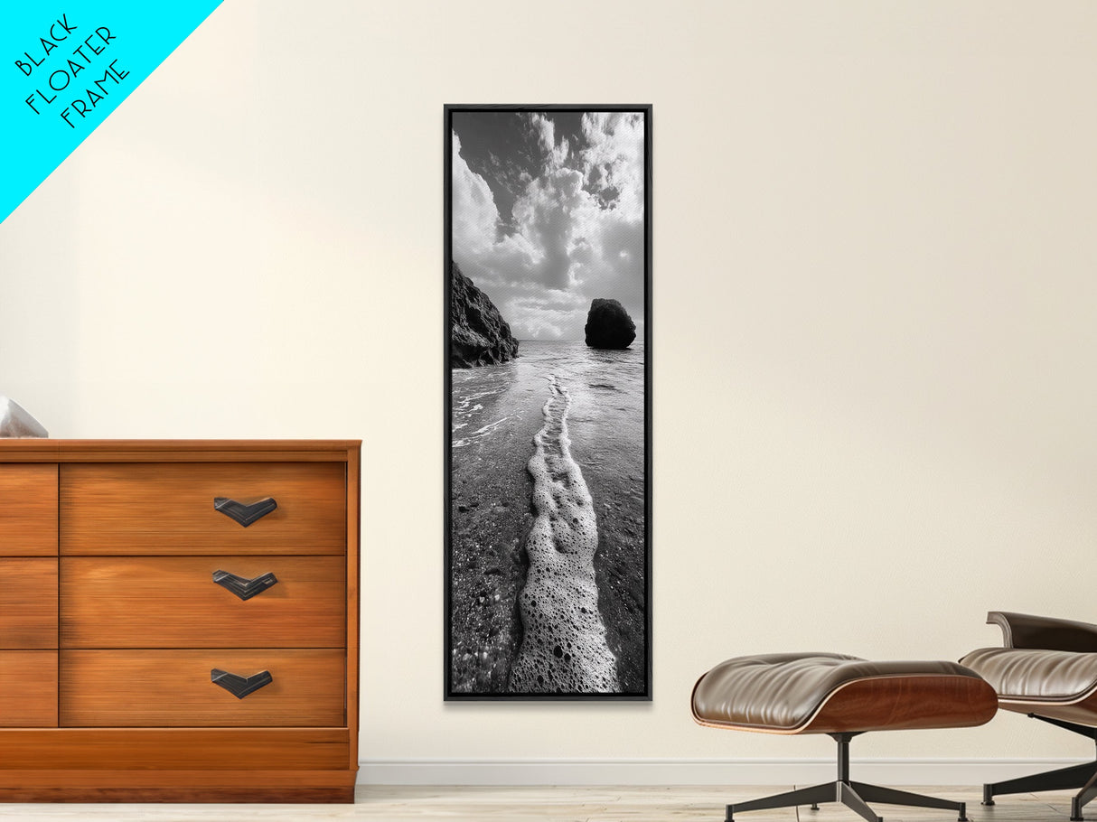 Sea Foam, Ocean Rocks, Gentle Tide, Canvas Print, Beach House Wall Art, Coastal Minimalist Style, Nature Photography Decor, Living Room Decor