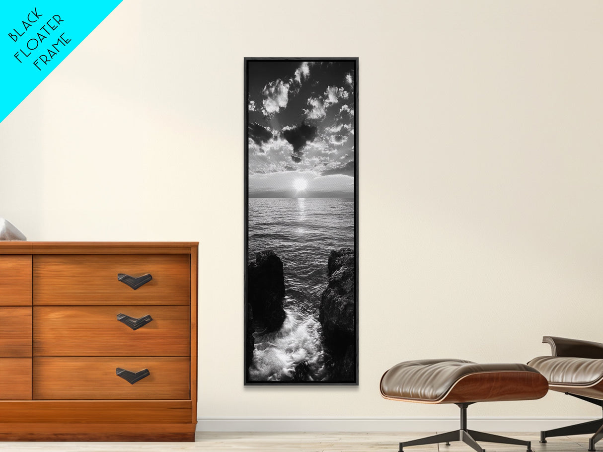 Sunset Ocean, Dramatic Sky, Serene Coastline, Nature Scene, Canvas Print, Minimalist Art, Bedroom Wall Art, Coastal Gallery Decor