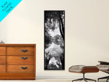 Tranquil Dock, Lake Stillness, Nature Reflection, Forest Retreat, Framed Canvas Print, Cabin Wall Art, Rustic Style, Bedroom Decor