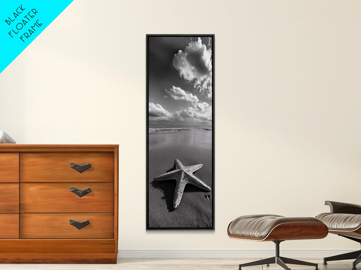 Starfish Beach, Shoreline Calm, Ocean Minimalism, Canvas Print, Coastal Living Room Wall Art, Nautical Bathroom Decor, Beach House Style