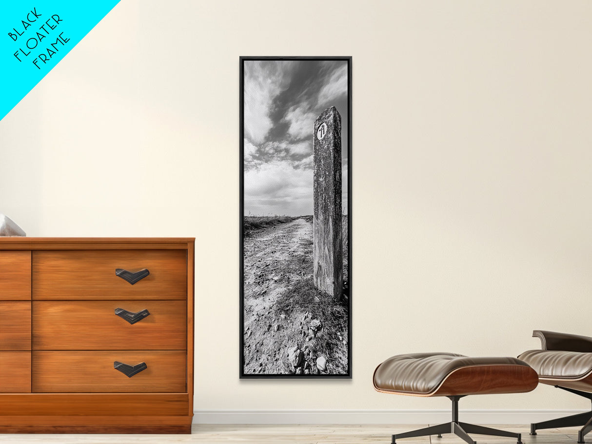Trail Marker, Countryside Path, Rustic Journey, Canvas Print, Outdoor Adventure Wall Art, Neutral Fall Decor, Minimalist Hallway Art