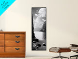 Fjord Mountain Lake, Scenic Nordic Landscape, Tranquil Nature Print, Minimalist Wall Art, Bedroom Decor, Framed Canvas Print