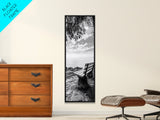Lakeside Bench View, Peaceful Nature Scene, Tranquil Reflection Print, Minimalist Wall Decor, Zen Office Art, Framed Canvas Print