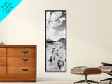 Sandy Trail, Dune Path, Footprints Grass, Canvas Print, Fall Coastal Decor, Boho Entryway Art, Black and White Beach Landscape