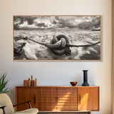 Ocean Knot, Stormy Sea, Nautical Rope, Seaside Wall Decor, Canvas Print, Rustic Coastal Wall Art, Bathroom Nautical Theme