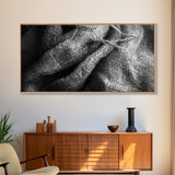 Burlap Texture Close-Up, Woven Fabric Detail Art, Earthy Natural Theme, Framed Canvas Print, Kitchen Wall Art, Boho Textile Decor