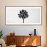 Minimal Palm Tree, Tropical Simplicity, Black and White Art, Framed Canvas Print, Modern Entryway or Minimalist Bathroom Wall Art