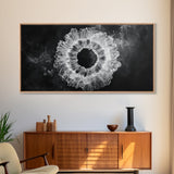 Abstract Smoke Art, Modern Monochrome, Ink Explosion, Minimalist Wall Decor, Framed Canvas Print, Living Room Wall Art, Moody Aesthetic