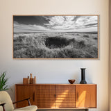Prairie Crater Scene, Nature Landscape, Rustic Country Vibe, Farmhouse Wall Decor, Canvas Print, Entryway Accent, Autumn Earth Tones