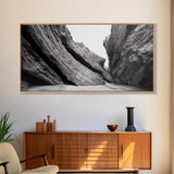 Canyon Rocks, Desert Wall, Natural Texture, Modern Rustic Decor, Framed Canvas Print, Bathroom Wall Art, Monochrome Earth Tones