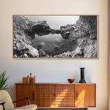 Arch Pool, Stone Lagoon, Natural Wonder, Organic Texture, Minimal Coastal Wall Decor, Canvas Print, Earth Tones Bathroom Art