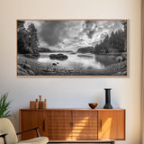 Misty Forest, Coastal Wilderness, Moody Landscape, Nature Escape, Framed Canvas Print, Cabin Decor, Autumn Wall Art, Woodland Aesthetic