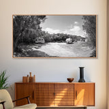 Camper Vans, Nature Escape, Forest Glamping, Sunny Grove, Canvas Print, Rustic Wall Art, Adventure Lover Gift, Living Room Decor