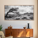 Twisted Tree, Desert Landscape, Surreal Nature, Canvas Print, Rustic Western Decor, Living Room Wall Art, Moody Earth Tones, Fall Aesthetic