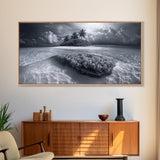 Coral Island, Tropical Ocean, Underwater Reef, Clear Sea, Framed Canvas Print, Beach House Art, Coastal Living Room Decor, Office Wall Decor
