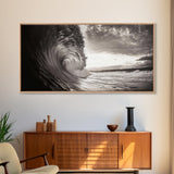 Ocean Wave, Dramatic Curl, Coastal Photography, Seascape Art, Framed Canvas Print, Surf Wall Decor, Nautical Living Room Wall Art