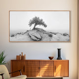 Solitary Tree, Minimalist Nature, Desert Landscape, Canvas Print, Modern Home Decor, Neutral Wall Art, Entryway Accent, Calm Mood Art