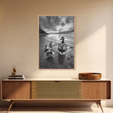 Duck Family, Lakeside Peace, Nature Walk, Canvas Print, Wholesome Wall Art, Nursery Animal Decor, Cozy Autumn Photography Style