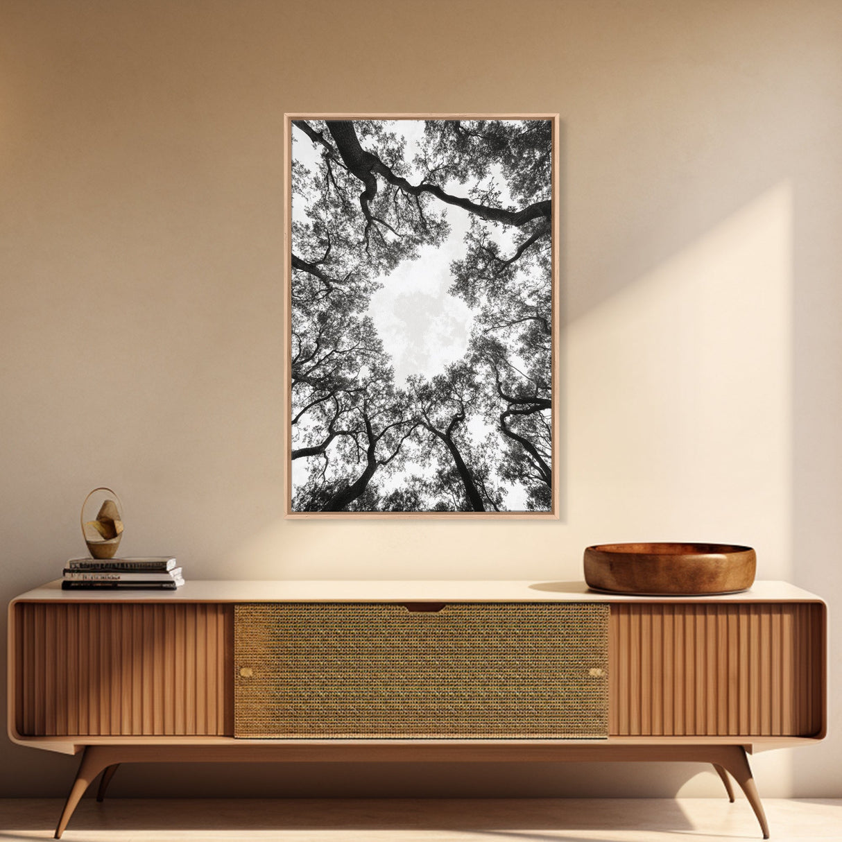 Forest Canopy View, Tree Tops Art, Nature Sky Print, Framed Canvas Print, Bedroom Wall Art, Minimalist Nature, Modern Rustic Decor