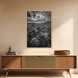 Moss Covered Lava, Iceland Landscape, Moody Nature Scene, Framed Canvas Print, Fall Rustic Decor, Earth Tone Wall Art